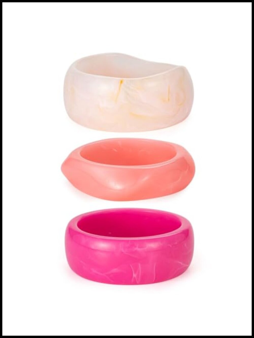 Vintage Chunky Wide Acrylic Resin Bangle Set, 3PCS Stackable Geometric